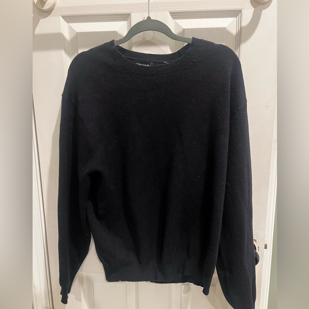 Tahari Men's Classic Black Crewneck Sweater